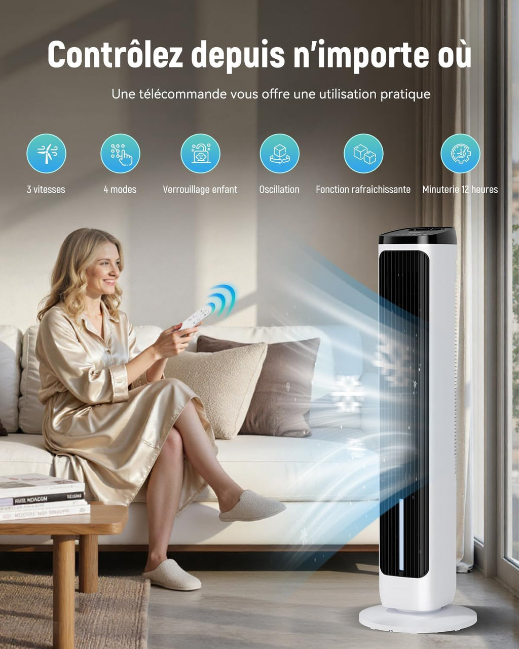 Boréal Pro — Rafraîchisseur d'Air Colonne Haute Performance