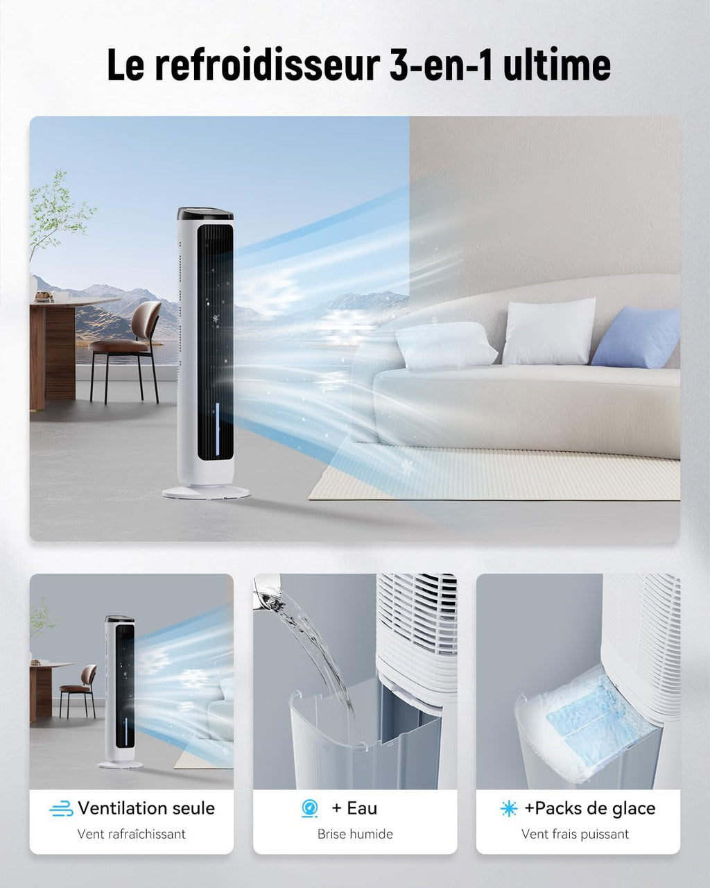 Boréal Pro — Rafraîchisseur d'Air Colonne Haute Performance
