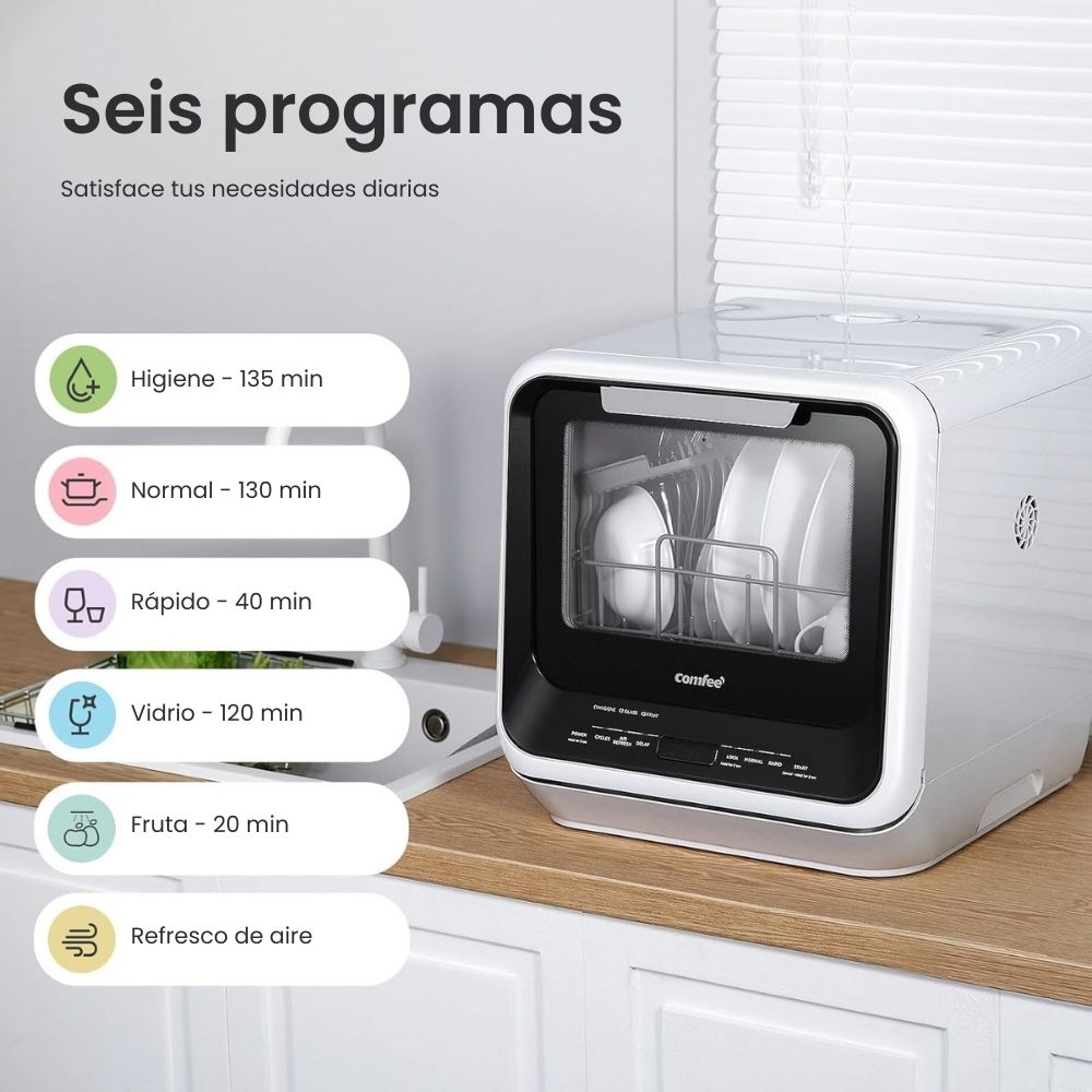 COMFEE Lave-vaisselle de Comptoir Portable avec Réservoir Intégré – Nettoyage sans Installation