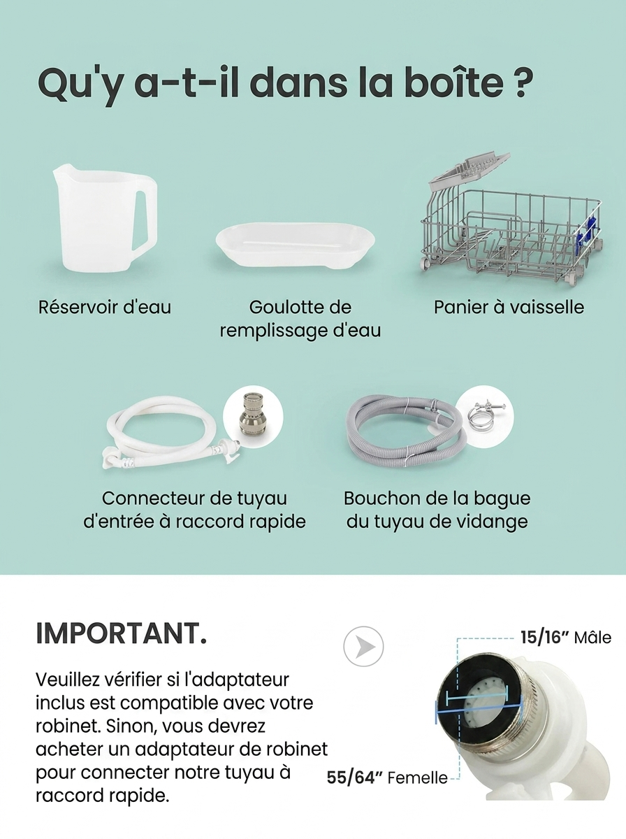 Lave-vaisselle de table portable — aucune installation requise