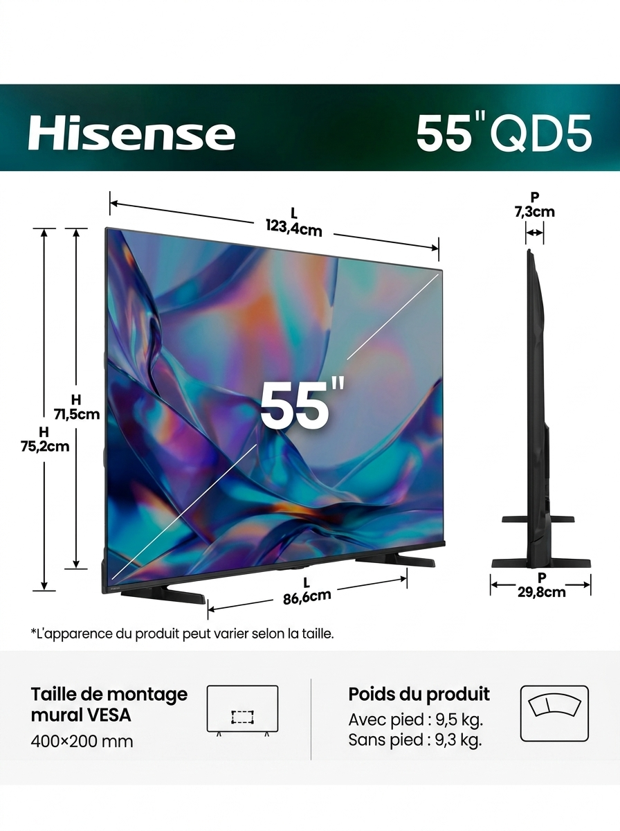 Téléviseur QLED 4K de 55 pouces