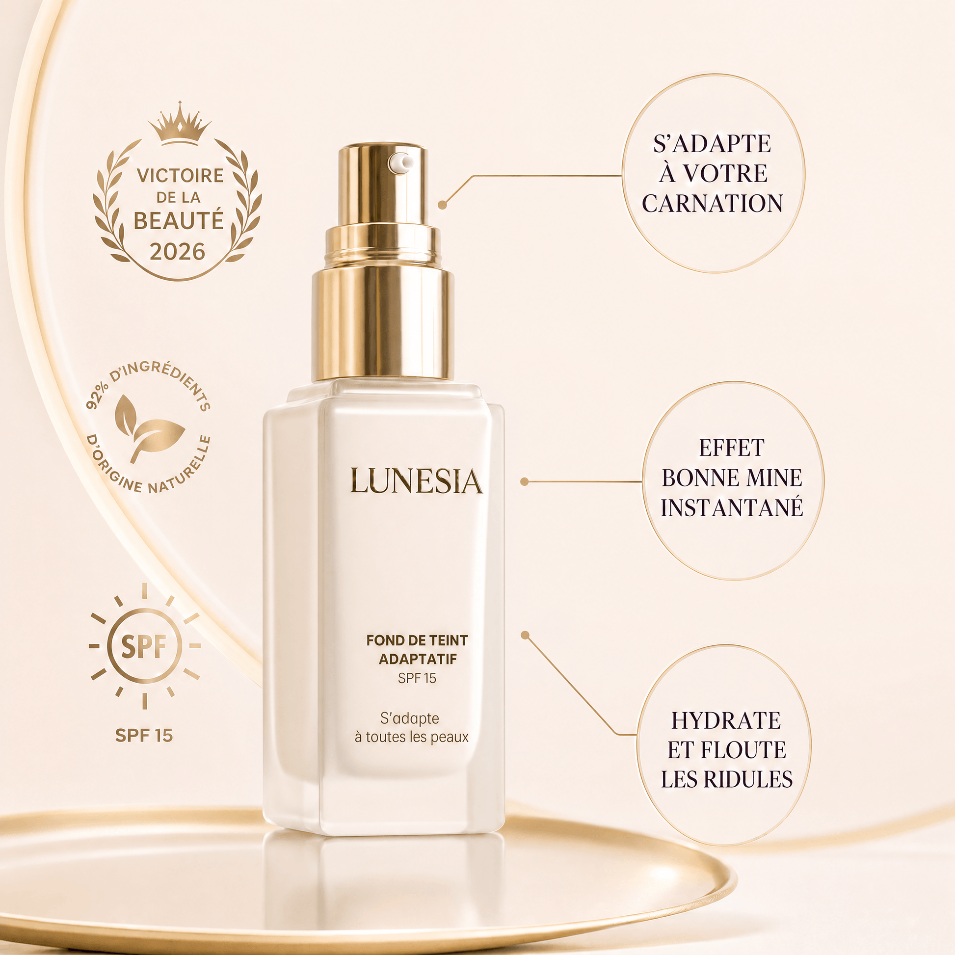 Fond de teint adaptatif 5-en-1 de 30 ml avec pinceau OFFERT
