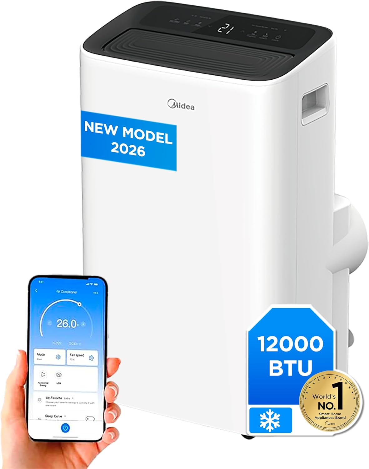 Climatiseur Mobile Silencieux Midea 12000 BTU — 4-en-1 · App & Télécommande
