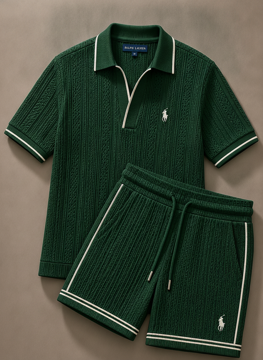 Ralph Lauren Ribbed Polo Shirt and Shorts Set